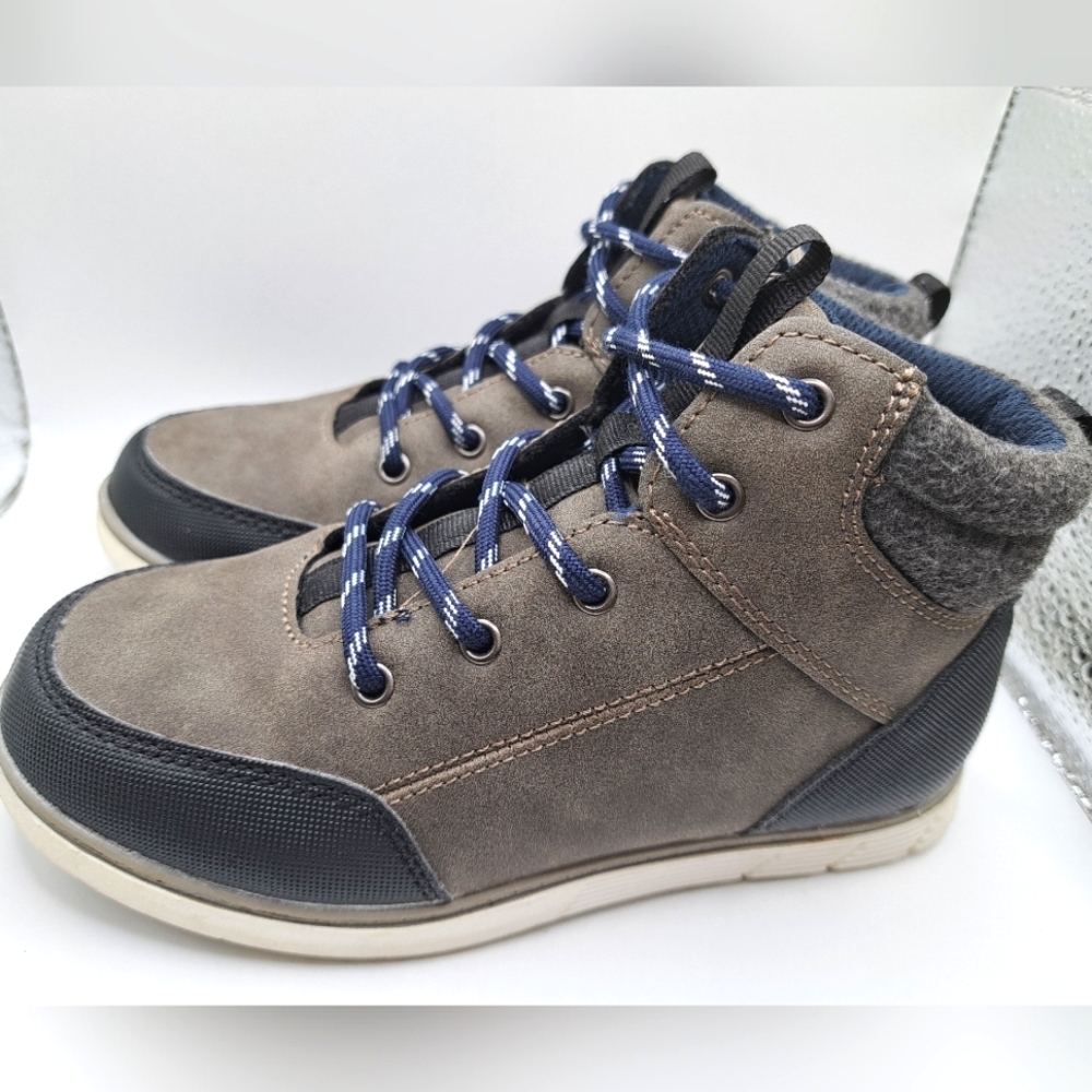 Little Boys Falls Creek Luke Lace Up Ankle Boots size 13 gray and blue